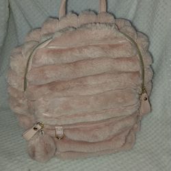 Blush Pink Furry Backpack