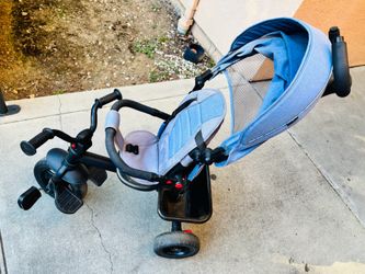 Folding Toddler Tricycle for 18 Months to 5 Years, Tricycle Stroller with Dual Brakes