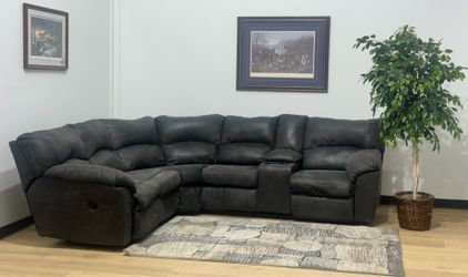 Ashley furniture grey reclining sectional