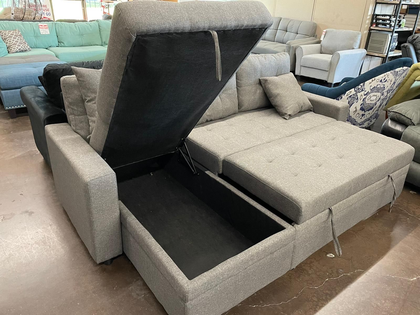 Light Grey Sectional With Pullout Bed Home & Garden
