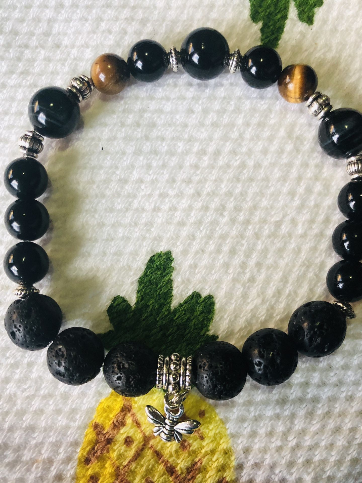 Tigers Eye & Lava Rock Bracelet (8mm & 10mm beads)