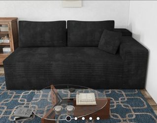 Modern Corduroy Upholstered Left Arm 3-Seater Sofa, Deep Seat Modular Sectional Piece