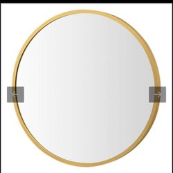 Costway 16''Round Wall Mounted Bathroom Mirror Aluminum Alloy Frame Decor Mirror Gold