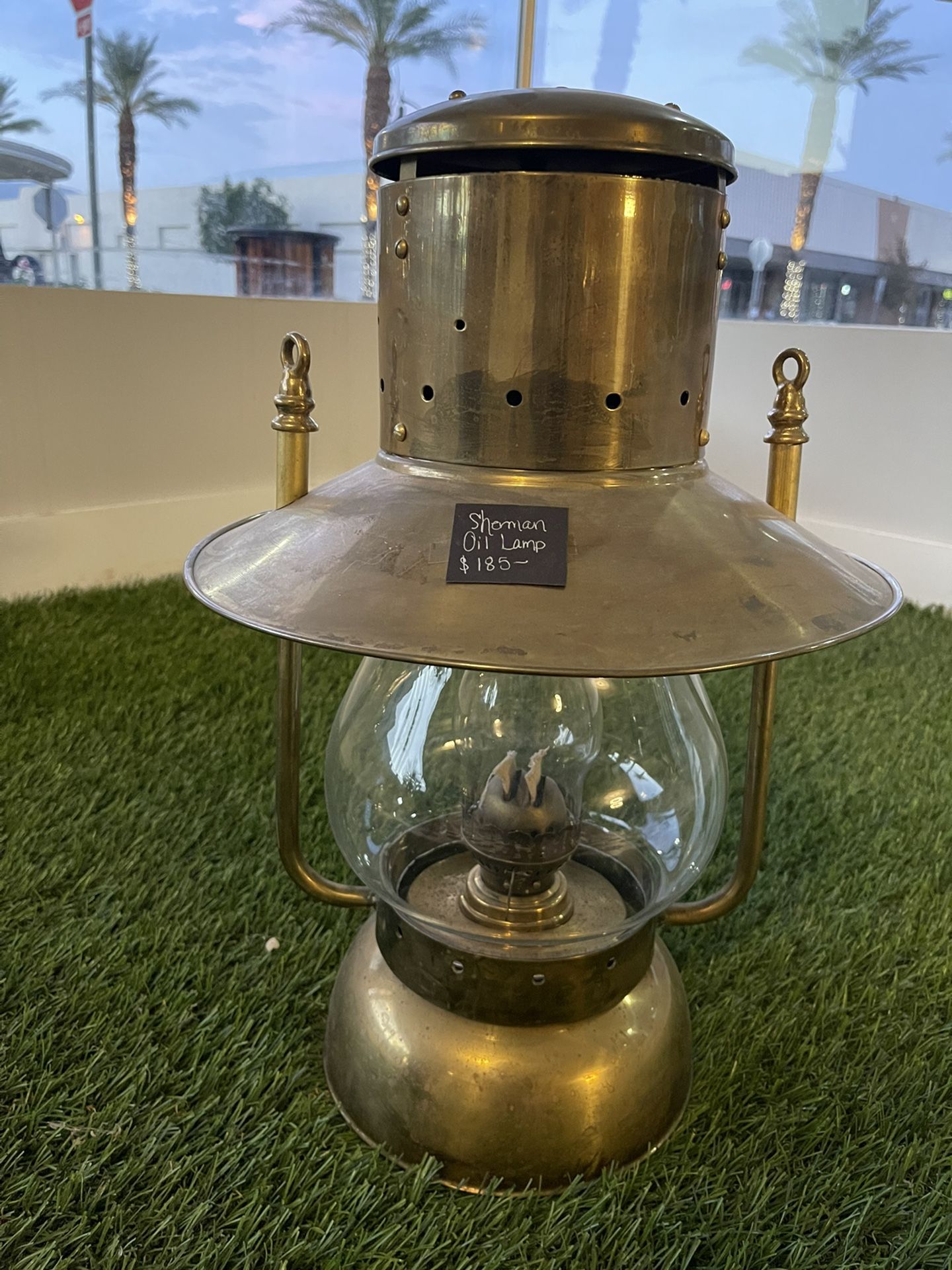 Antique brass Sherman oil lamp