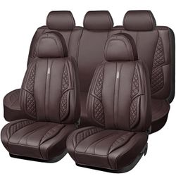 CAR PASS Nappa PU Leather Car Seat Covers Full Set Waterproof Protector Durable Cushioned,Universal Fit for Sedan SUV Pick-up Truck,Automotive, Anti-S