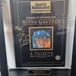 WAYNE GRETZKY AUTOGRAPHED HARD COVER LIMITED EDITION SPORTS ILLUSTRATED FRAMED WITH LOA