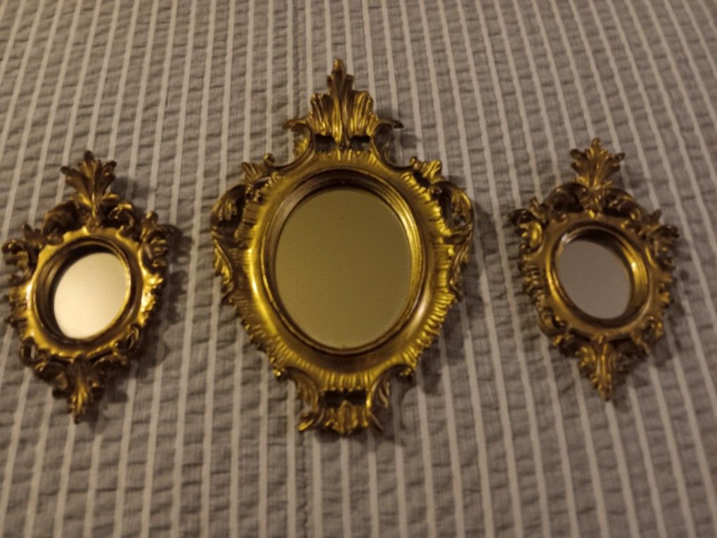 Set of 3 Vintage Giltwood Italian Florentine Mirrors