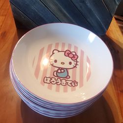 Hello kitty set of 8,  9"ceramic pasta bowls.