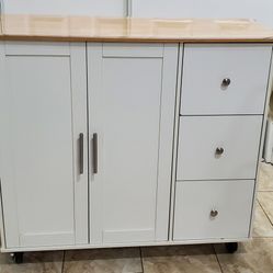 Rolling Kitchen Island + 2 Bar Stools