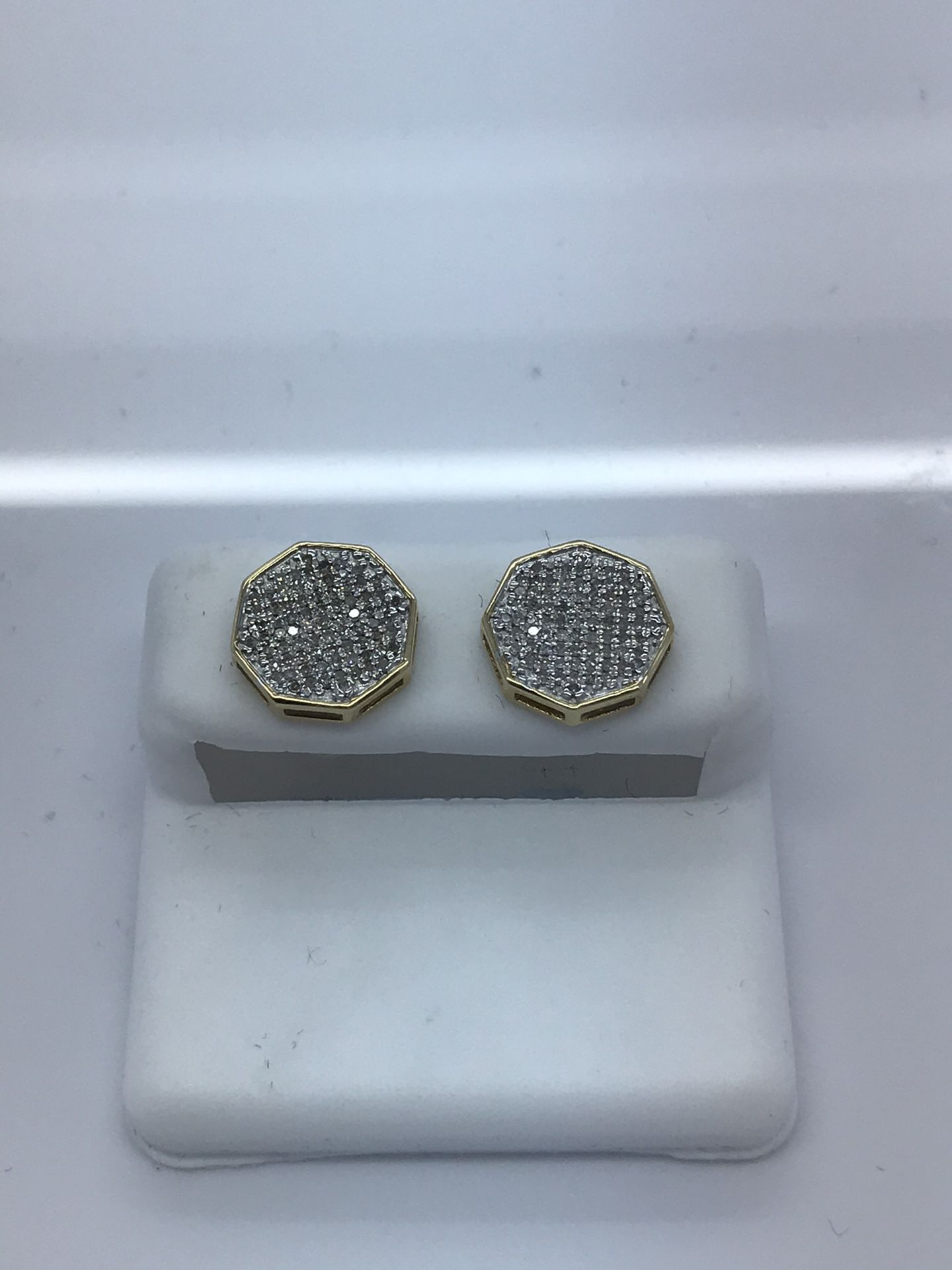 10k yellow gold earrings 0.33 diamonds new