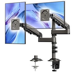 HUANUO 17-32 Inch Dual Monitor Stand, Gas Spring Dual Monitor Mount, Monitor Stand 2 Monitors, Ergonomic Adjustable Tilt/Swivel/Rotate, Weight Max 19.