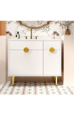 New Bathroom cabinet and sink , no faucet, unassembled in box,, not used, 36 inches