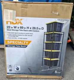 HDX 5 tier steel wire storage rack w/ casters