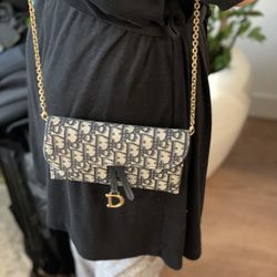 PRICE REDUCED: Dior Oblique Saddle Wallet on Chain, Have RECEIPTS 