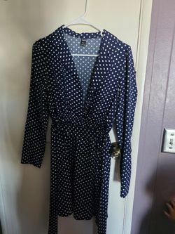SHEIN Navy Polka Dot Wrap Dress