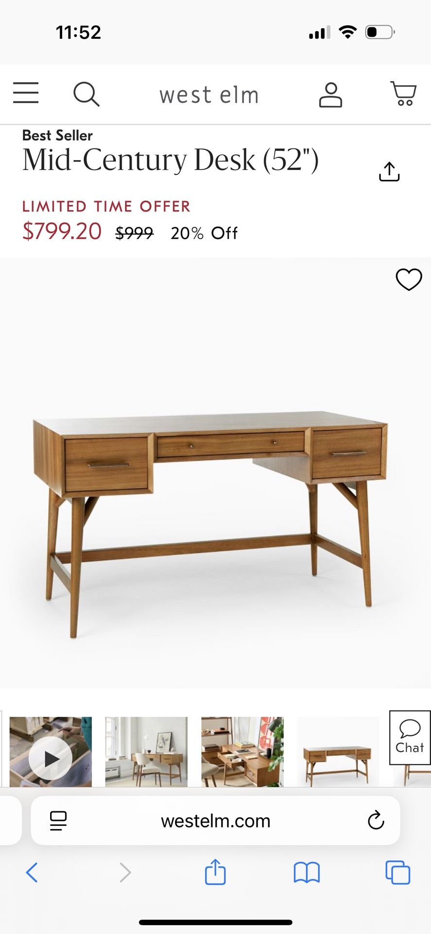 West Elm desk and Chair MCM