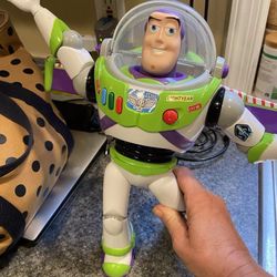 Talking Vintage Buzz Light year Toy Stands 12 Plus Inches Tall 