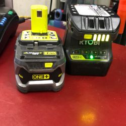 96091 Ryobi P118B 18v Lithium Ion Charger W/ 1.5ah & 4.0ah Batteries 587090