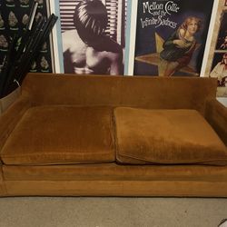 Orange Velour Couch 