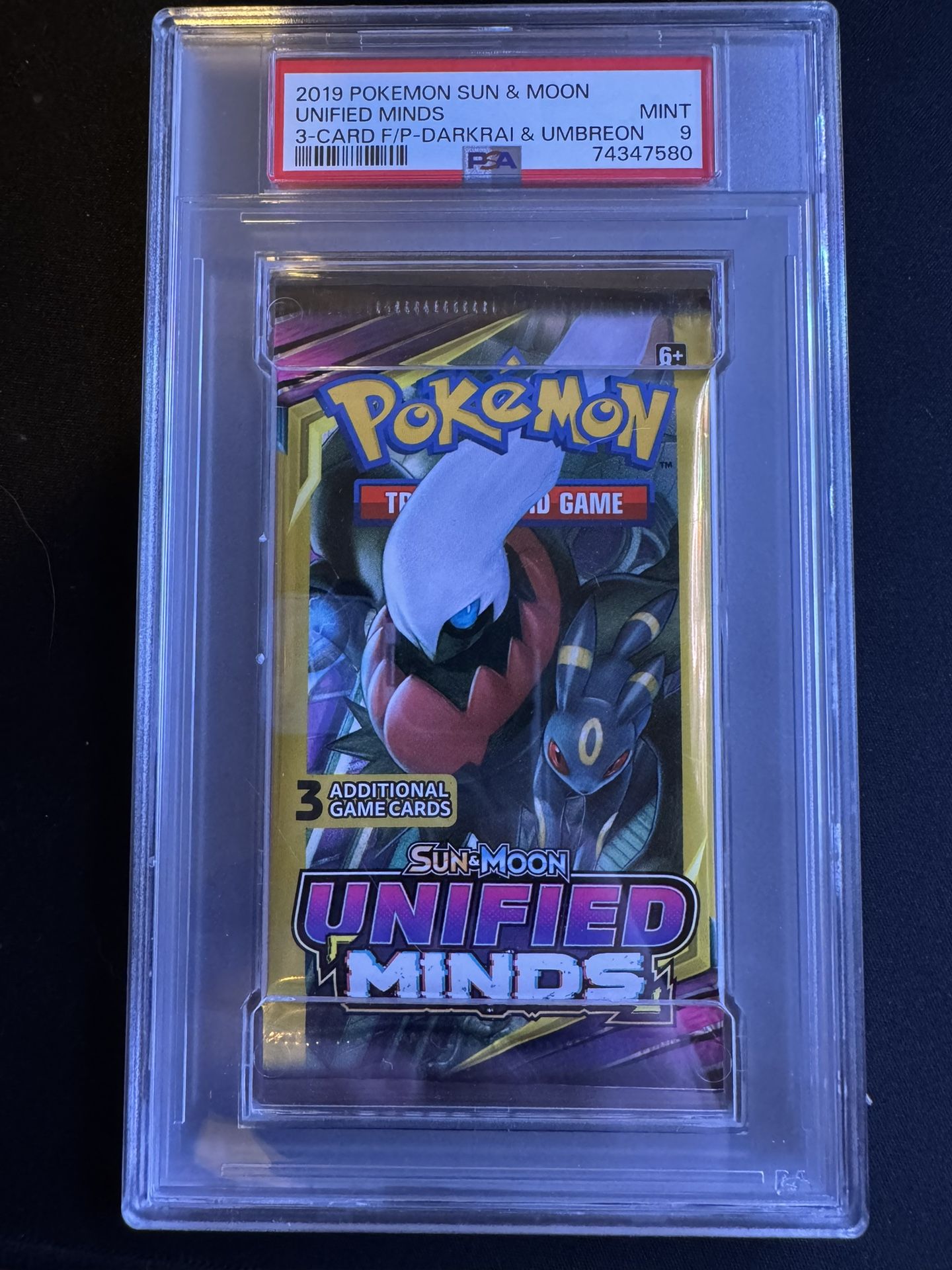 Umbreon And Darkrai Unified Minds Booster Pack Psa9