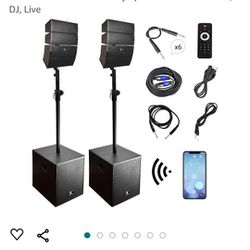 PRORECK Club 3000 12-Inch 4000w DJ Powered PA Speaker System Combo Set with Bluetooth USB

