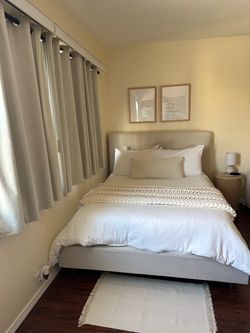 Bed Frame Full - Modern, Neutral, Looks Brand New!!