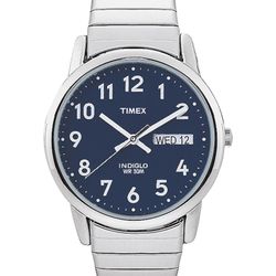 Timex Men’s Easy Reader (T20031) – Indiglo, Day/Date, Silver Bracelet