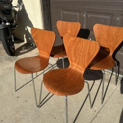 4 Mid Century Modern Teak  dining chairs with chrome legs