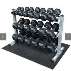 5- Through 45 Rubber Hex Dumbbells