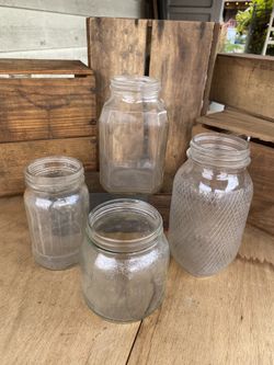 🌟 Eclectic Vintage Jar Lot – Diamond-Embossed, Textured & Best Foods! 🌟