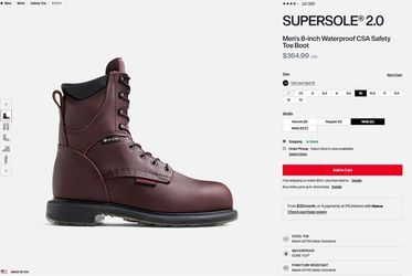 Red Wing SuperSole 2.0 Steel Toe Boots – Size 10