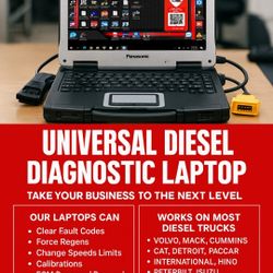 Universal Diesel Diagnostics Laptop Panasonic cf31 Toughbook 
8gb ram,512gb SSD, win 10 OS