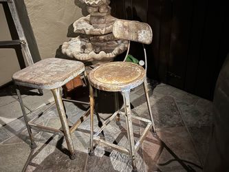 Beautiful Vintage Set Two Metal Stools.!!!