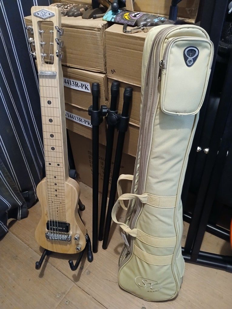 Brand New Solid Ash Lap Steel Guitar With Stand And Case