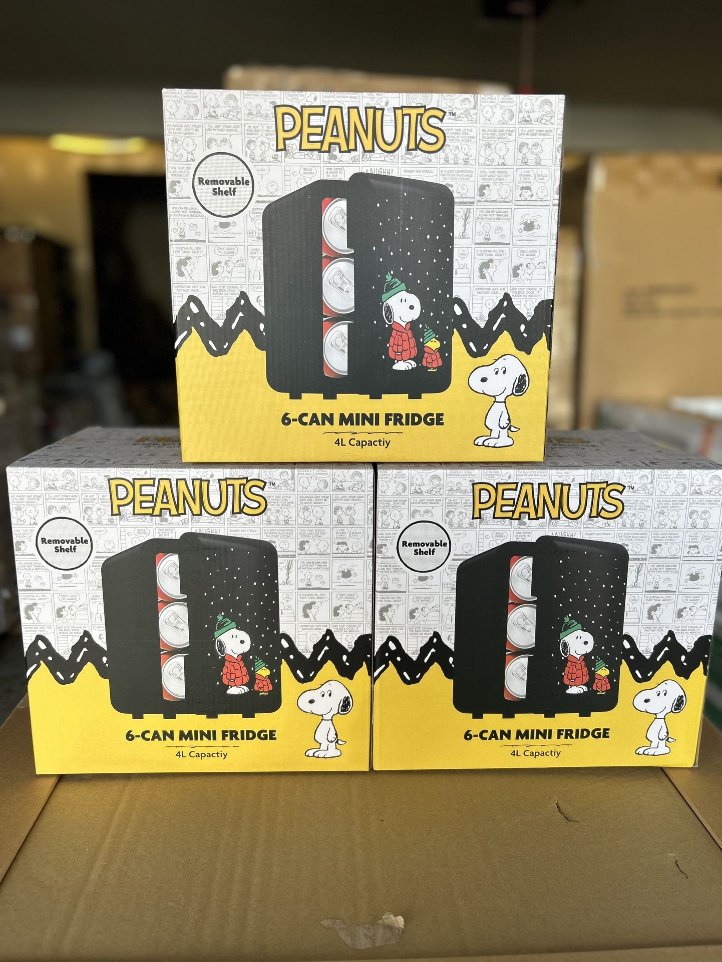 Peanuts Mini Fridge Small Cooler (Black)