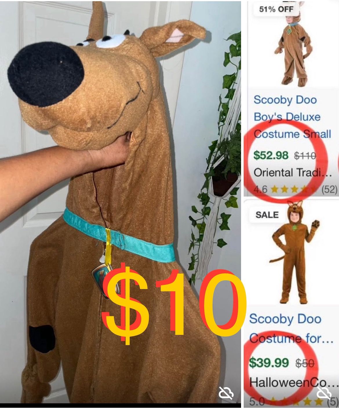 $10 Scooby doo Costume like new can fit 7/10 year old