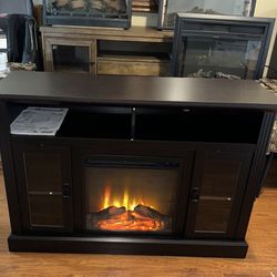 Fireplace tv console Ameriwood Home 47.5”Espresso TV Stand with Fan-forced Electric Fireplace  BRAND NEW BEAUTIFUL
