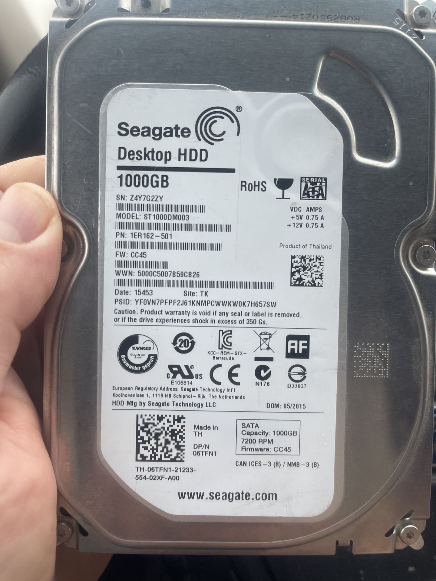 1000 GB Hard drive With Fresh Install Of Windows 