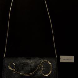 Alexis Bittar Twisted Gold Side Handle Clutch Purse - Black