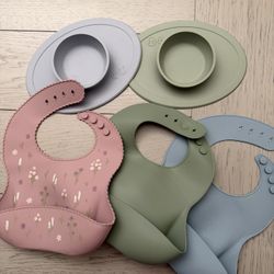 Silicone Baby Bibs And Bowls