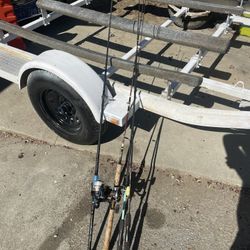 Four fishing poles
