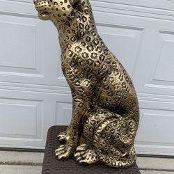 3 Foot Tall, Golden Leopard Statue 