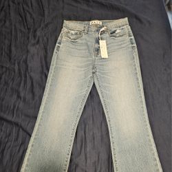 DAZE DENIM Light blue high-waisted flare jeans with frayed hem Size S