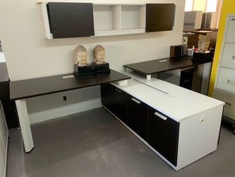 Desk /workstation 2 people 11’x6’ white espresso