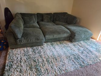 Andreco Corduroy U Shape Setional Sofa and Rug