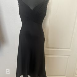 Black 100% Silk Cocktail Dress- Size 10P