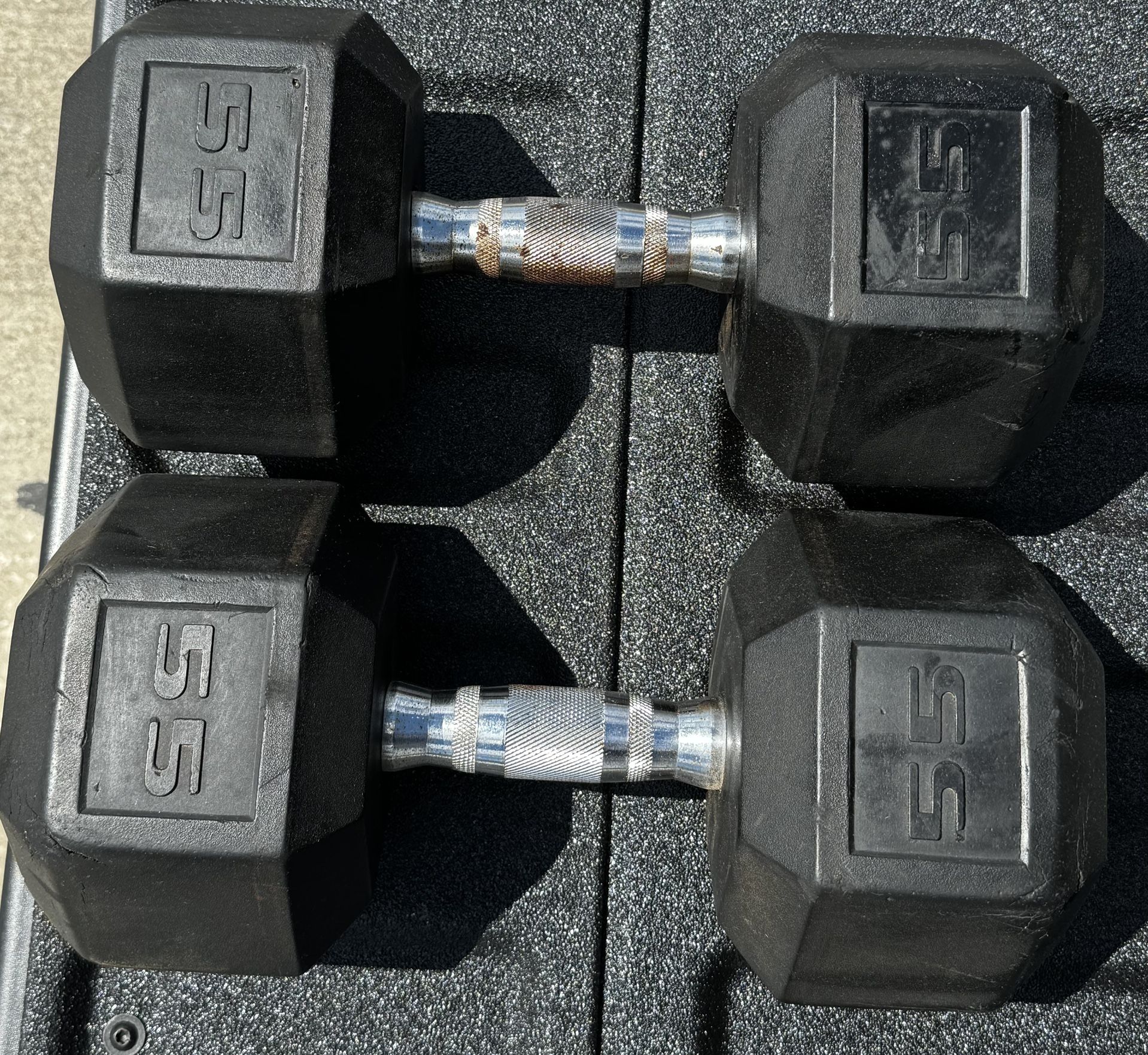 (2) 55lb Rubber Dumbbells