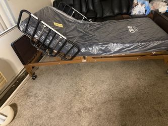 Hospital Bed with Mattress, wheel chair, and hoyer lift