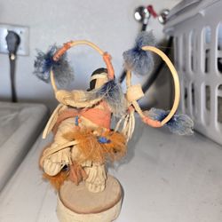 Kachina Doll Hoop Dancer Artist Signed, Navajo, 7" 1977