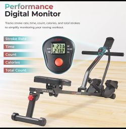 New Other Sunny Health & Fitness Compact Rowing Machine With Bluetooth